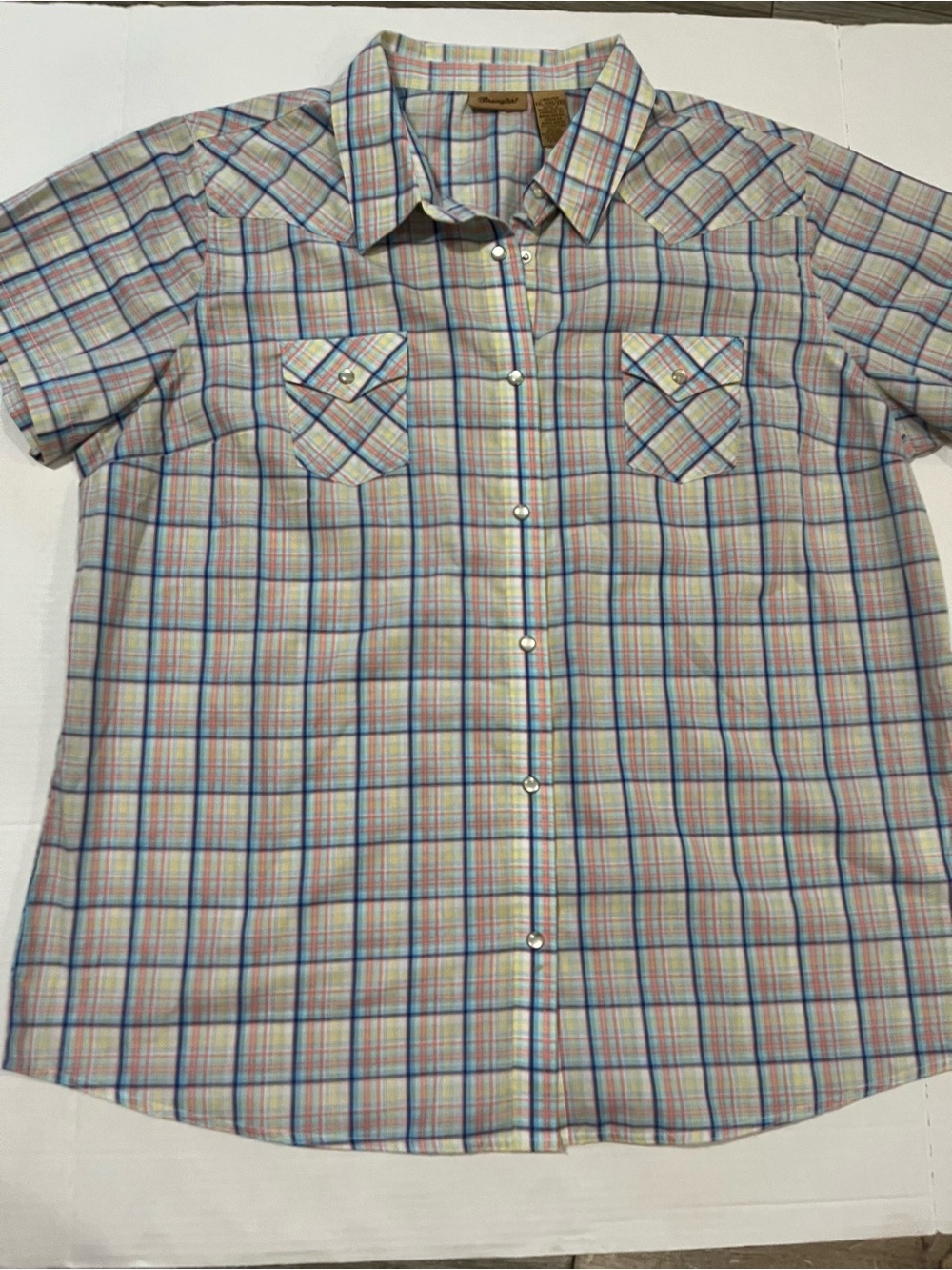 WRANGLER PEARL SNAP Multicolor Plaid Short-Sleeve